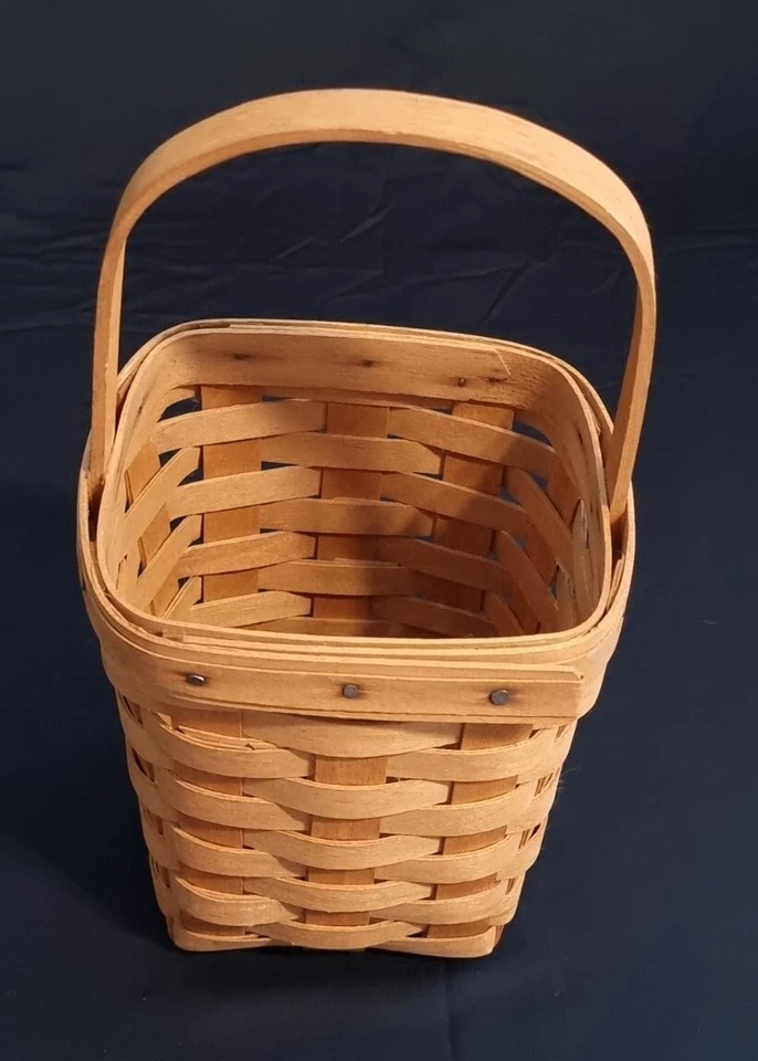 Vintage Square Handwoven Basket Longaberger 1987 - Image 2 of 4