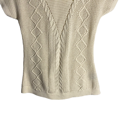 Parkhurst Women's Beige 100% Cotton Pattern Knitted Cowl Neck Sweater Sz S - Picture 3 of 8