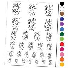 Magical Narwhal Temporary Tattoo Water Resistant Fake Body Art Set Collection