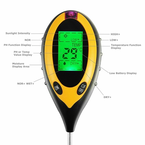 5 in 1 LCD Digital Soil PH Tester Moisture Humidity Meter LED Light Garden Plant - Picture 12 of 23