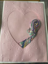 NEW Floral Bouquet Cross Stitch Greeting Card Kit 1105 Card Envelope Floss Pink