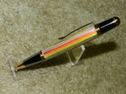 Rainbow Pride Candy Stripe Long Body Twist Pen with Gold & Chrome Finish, Bl Ink — photo 1
