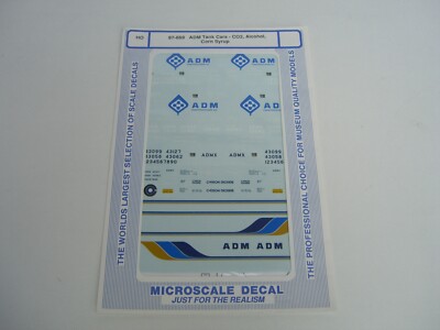 Microscale Decal 87-689 ADM Tank Cars CO2, Alcohol, Corn Syrup  H0 Scale