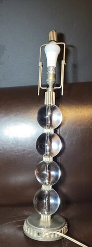 Ralph Lauren Kristallkugelsäule Tischlampe silberner Sockel massiv großes Glas RAR - Bild 4 von 12