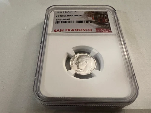 1994-S CLAD ROOSEVELT DIME NGC PF70 ULTRA CAMEO TROLLEY LABEL "TOP POP"