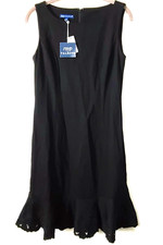 RSVP Talbots Fitted Fishtail Dress Embroidered Sz 4 Black Slvless Zip Dressy NWT