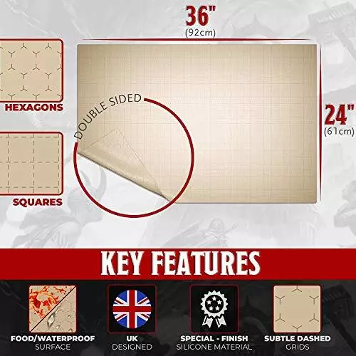 Battle Grid DND D & D Game Mat 36 X 24 - Foldable/Portable/Instantly Lays Flat - - Picture 2 of 13