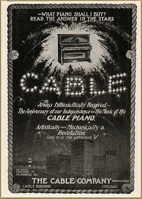 1901 d Cable Piano Fireworks July 4th Read the Answer in the Stars Music Ad
