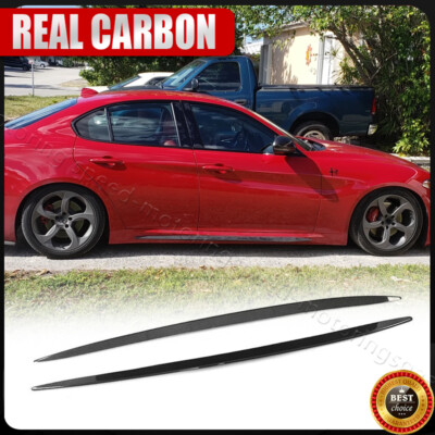 REAL Carbon Fiber Side Skirts Extension Lip Spoiler For Alfa Romeo Giulia 2015UP