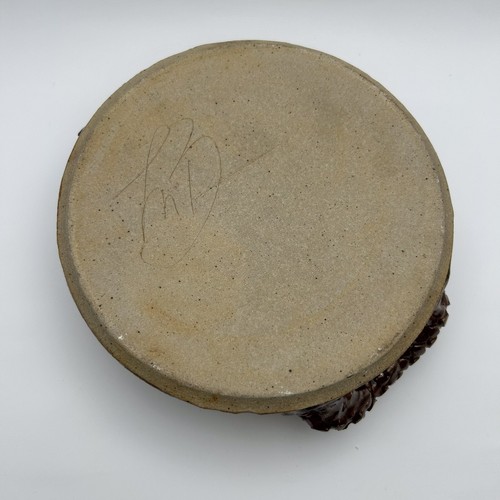 Signed Studio Pottery Vintage Casserole Pot Lid With Handles Handcrafted 7”x3” - Picture 7 of 9