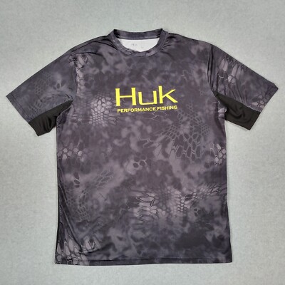 Huk Fishing Shirt Men Medium Black Kryptek Typhon Performance