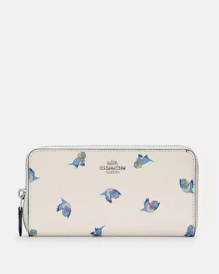 COACH x DISNEY Collaboration Zip Wallet Cinderella Blue Birds White C2893 