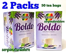 2 Packs TE DE BOLDO TEA 50 Bags 0.3oz each Therbal (Peumus boldus) Caffeine Free