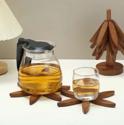 Foldable Wooden Trivet for Hot Dish Tree Shape Insulation Pad Household kitchen