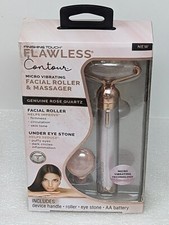 Finishing Touch Flawless Contour Vibrating Facial Roller  Massager Rose Quartz