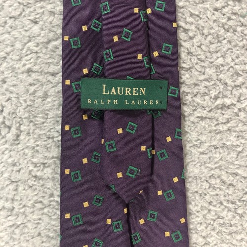 Lauren Ralph Lauren 58" Necktie 100% Silk Purple Geometric Tie - Picture 4 of 5