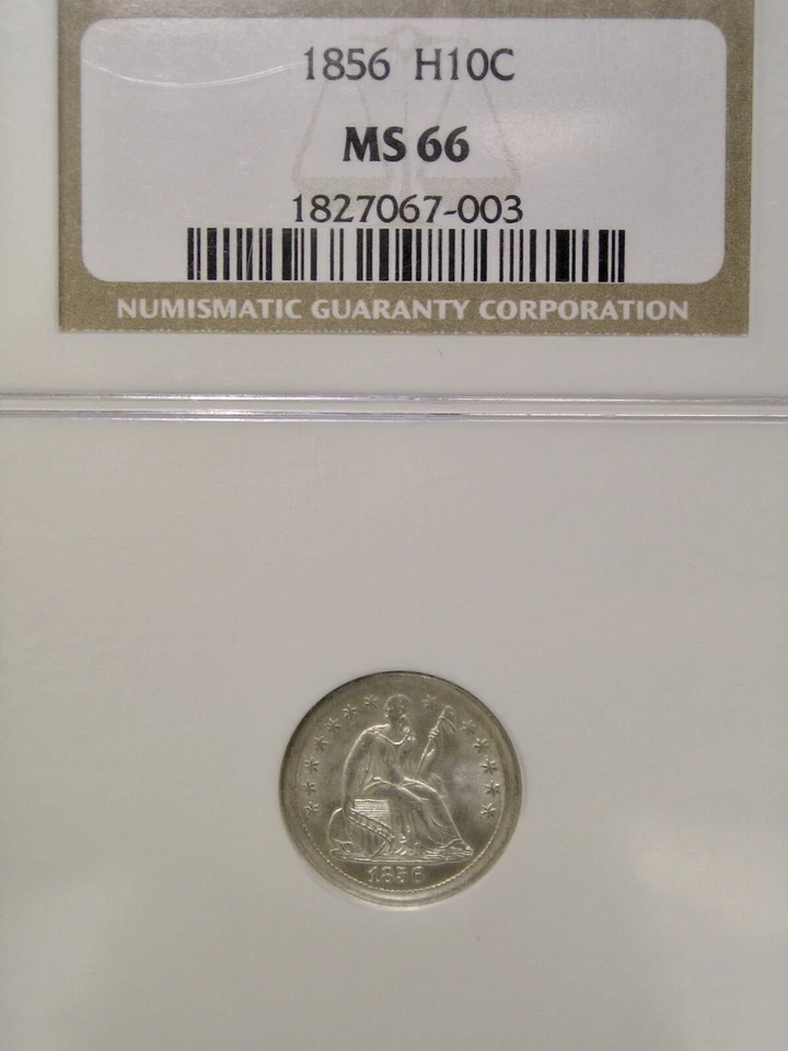 1856 LIBERTY SEATED SILVER HALF DIME AMAZING BRILLIANT PQ++ GEM++ RARE NGC MS 66 - Image 4 of 4