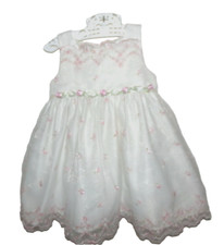 CINDERELLA White Dress w/Pink Emb. Flowers, Flower Girl Pageant Size 24 Mos. VGC