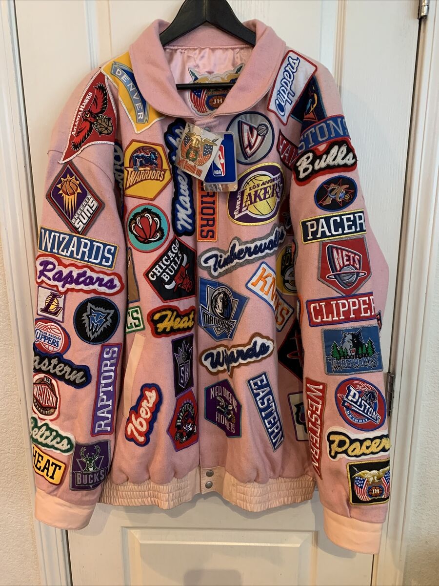 1999 Original Jeff Hamilton Product Pink Jacket NBA Patches 1999 Original Jeff Hamilton Product Pink Jacket NBA Patches