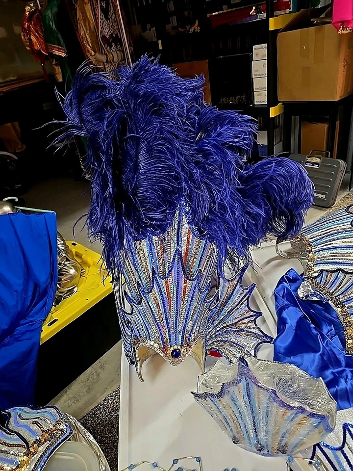 2 fantasias vintage de Netuno e rainha do mar carnaval samba mardi gras feitas à mão Panamá - Imagem 2 de 4