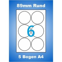 5 Blatt A4 89Mm Rund Etiketten Weiß Runde Mayspies Premium Color Laser Aufkleber