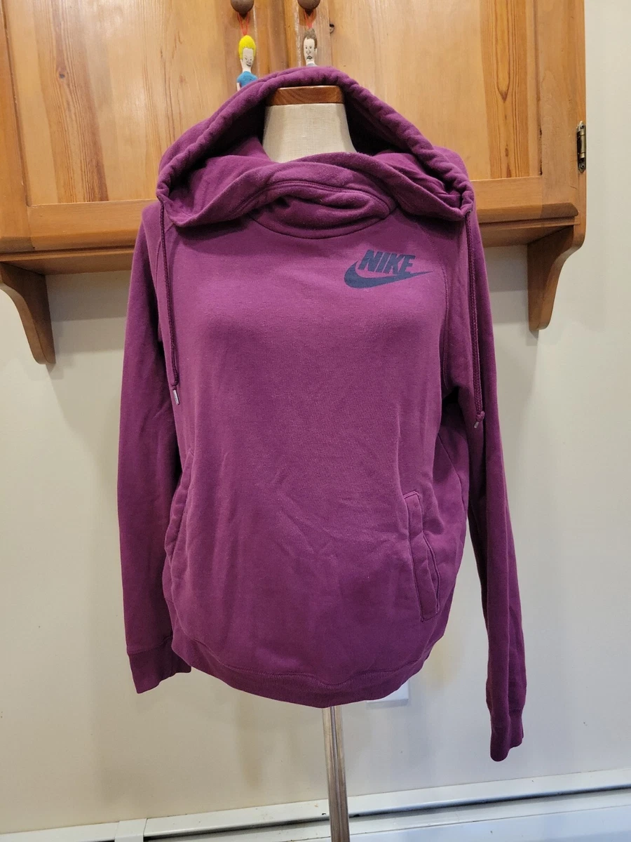 Nike Swoosh Purple Cowl Neck Line Drawstring Hoodie Women s Size M