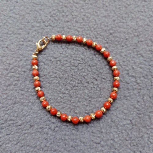 Pulsera de piedras preciosas con cuentas de coral natural Italia coral rojo hecha a mano - Imagen 6 de 12