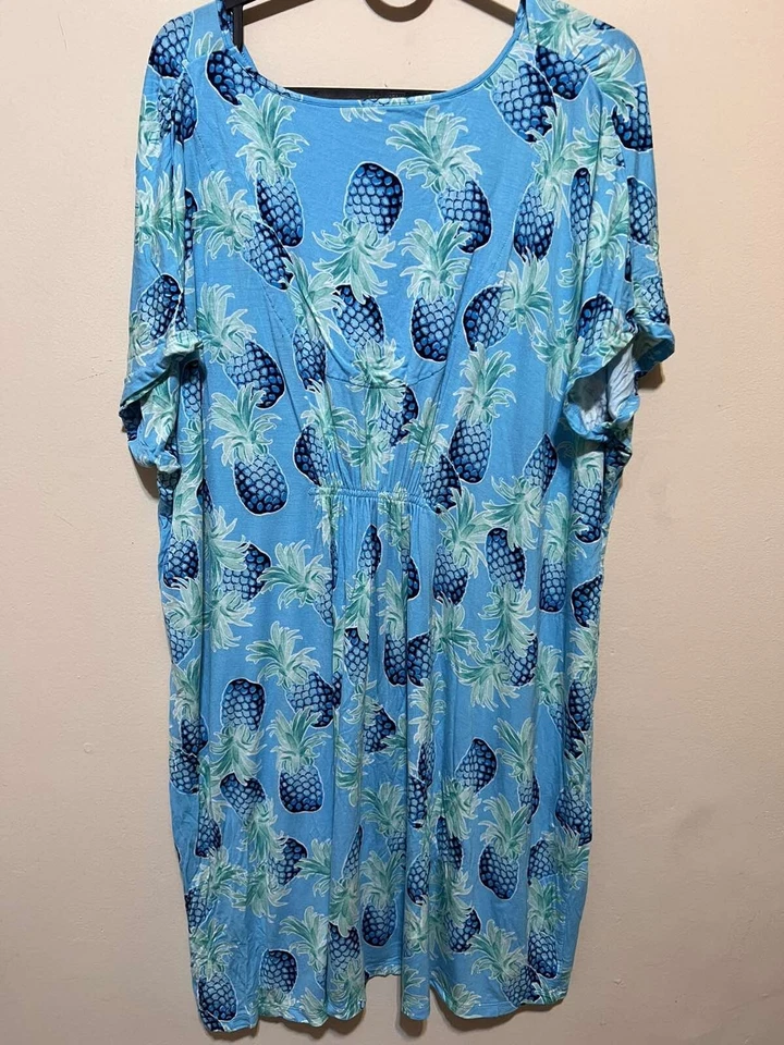 Camisa para dormir con ramo de mariposa o piña Luau caftán corto talla S/M Foto 4 de 4