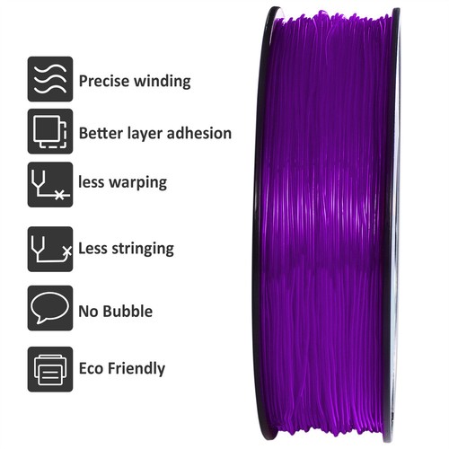 1KG Transparent Purple Geeetech 3D Printer TPU Filament 1.75mm Soft Consumables - Photo 4/6