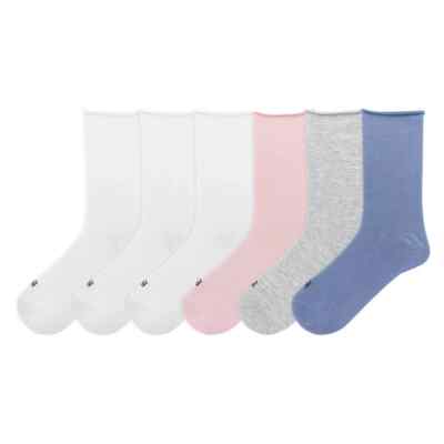 K BELL Women's Modal Roll Top Crew Socks, 5.5-10 Shoe Size, 6 Pairs
