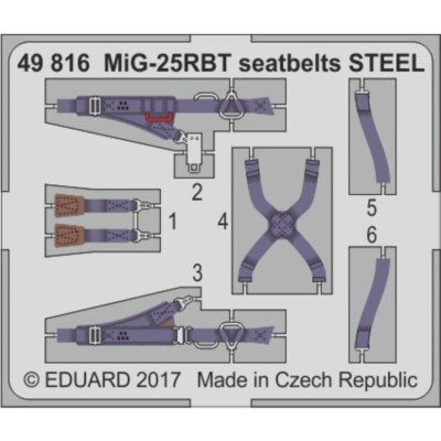 MW22 EDUARD 49816 MIG-25RBT SEATBELTS STEEL 1/48 PE SET for ICM