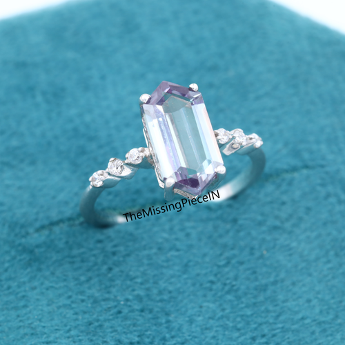 925 Sterling Silver Hexagon Cut Alexandrite Ring, Promise Ring, Gift For Jewelry - 第 1/6 張圖片