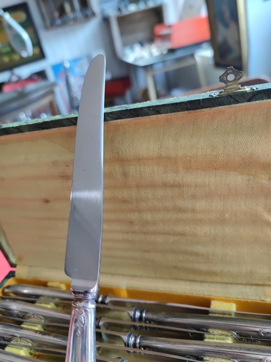 12 couteaux de table en métal argenté