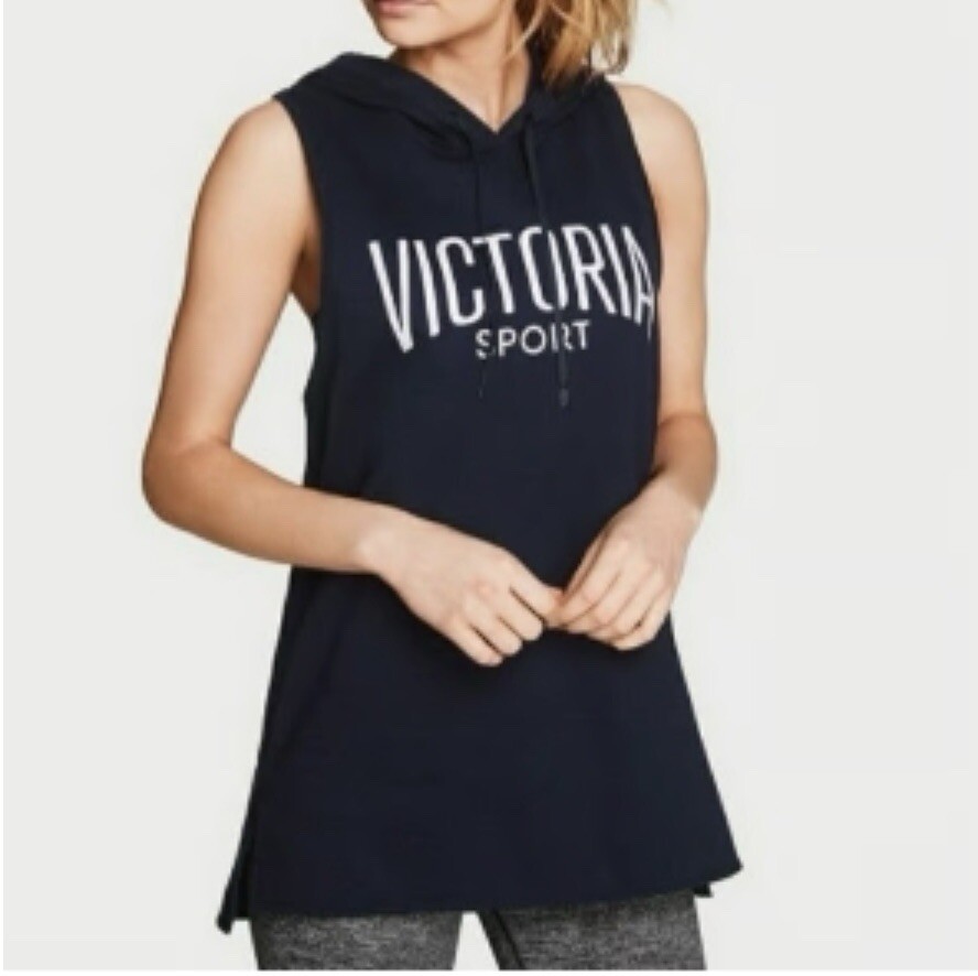 Victoria's Secret Sport Fleece Boxer Hooded Slub Muscle Tank Gray Women’s Medium