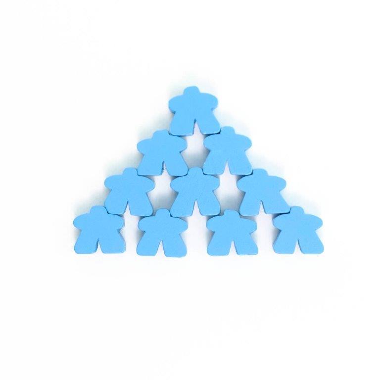 Meeples: Wooden Meeple 16mm Turquoise Blue x 30