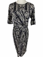 Country Road Black Beige Snakeskin Womens Wrap Dress Size S Half Sleeve