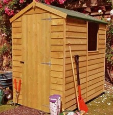 6x4 WOODEN GARDEN SHED APEX ROOF FLOOR DOOR WINDOW WOOD TOOL BIKE STORE 6ft 4ft