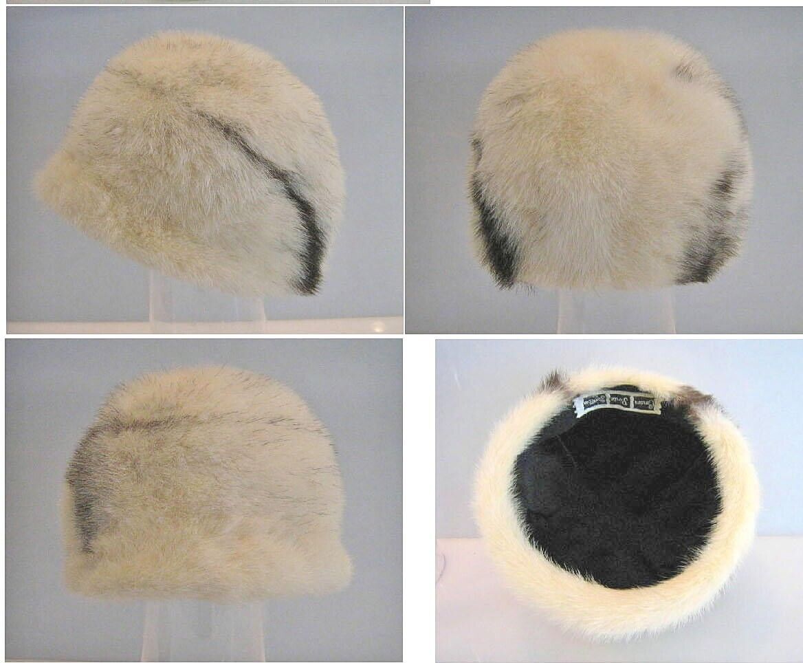 Vintage 1950's White Black Tipped Mink Hat Carson… - image 2