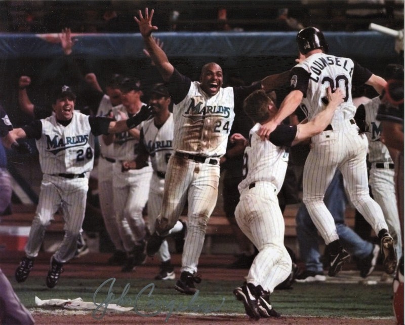 JOHN CANGELOSI 1987 Miami Marlins World Champions signed color photo COA