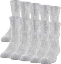Gray 3 to 12 Pairs Cushioned Crew Men Socks Cotton Long Size 10-13 Sports