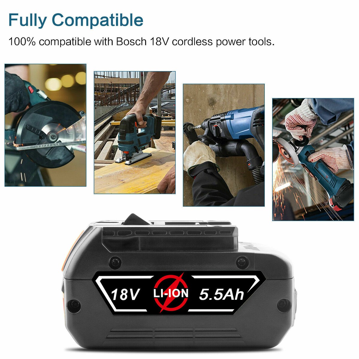 2PACK 18V Battery For Bosch 18 VOLT Li-ion BAT609 BAT610G