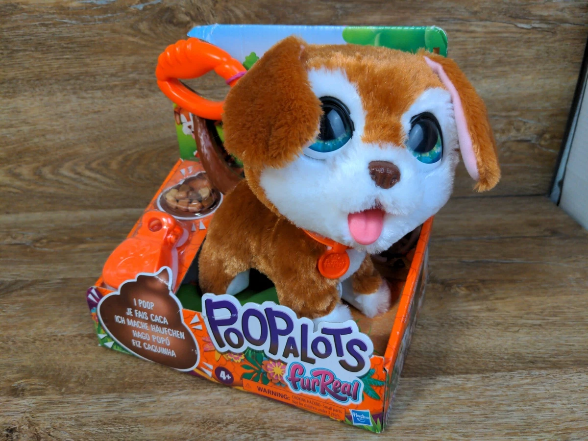 Hasbro FurReal PoopALots Brown Puppy Green Eyes Feed Walk Scoop the Poop