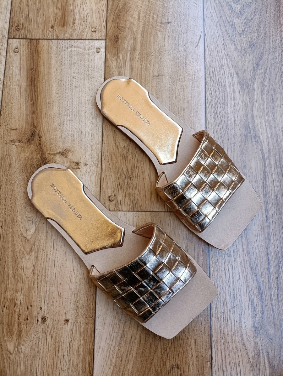 Slides Bottega Veneta Flats BOTTEGA VENETA QUILTED GOLD
