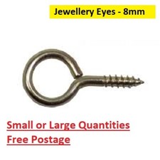 JEWELLERY EYES - Very Small Mini Screw in Hooks Craft DIY Eyelets 8mm FREE P&P