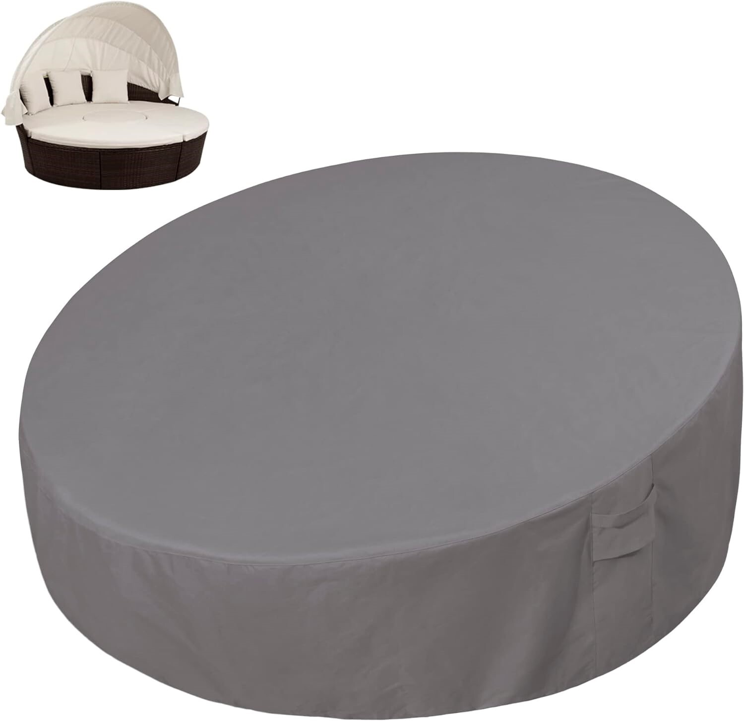 Heavy Duty 600D Waterproof Round Daybed Cover 75 Inch Grey Outdoor Protection  