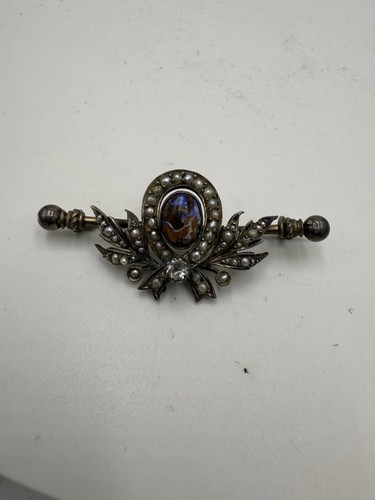Antique Victorian Pearl Seeds Sterling Silver Brooch