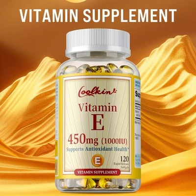COOLKIN Vitamin E 1000 IU 450mg Capsules -Support Skin,Heart,Brain,Eye and Immune System