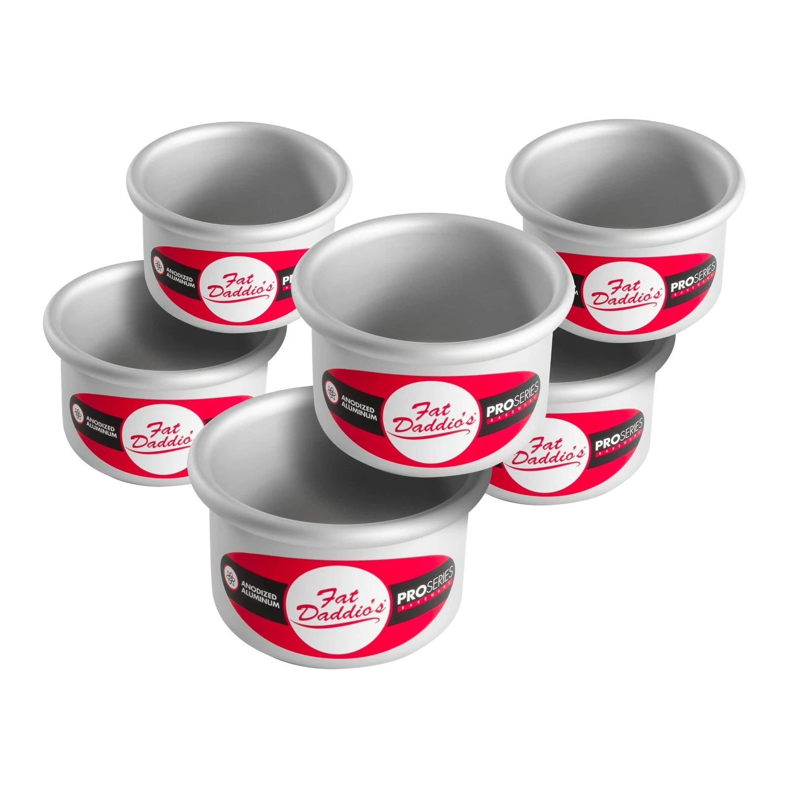 Anodized Aluminum Round Cake Pans Set - 6 Piece, 3x2 Inch Baking Molds