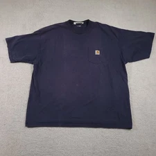 Carhartt Shirt Mens 2XL Blue Original Fit Pocket Tee Workwear Heavyweight Grunge