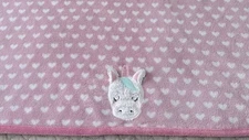 Parents Choice Baby Blanket Unicorn Heart Pink White Security Lovey Plush Sherpa